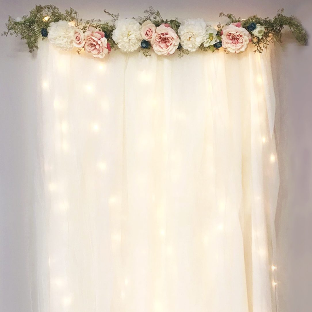 DIY Lit Tulle Backdrop