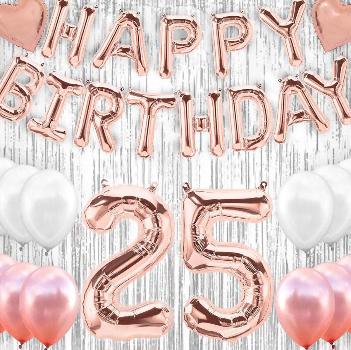 25th Birthday decorations Party supplies-25th Birthday Balloons Rose Gold,25th birthday banner,25th birthday for women props Photos