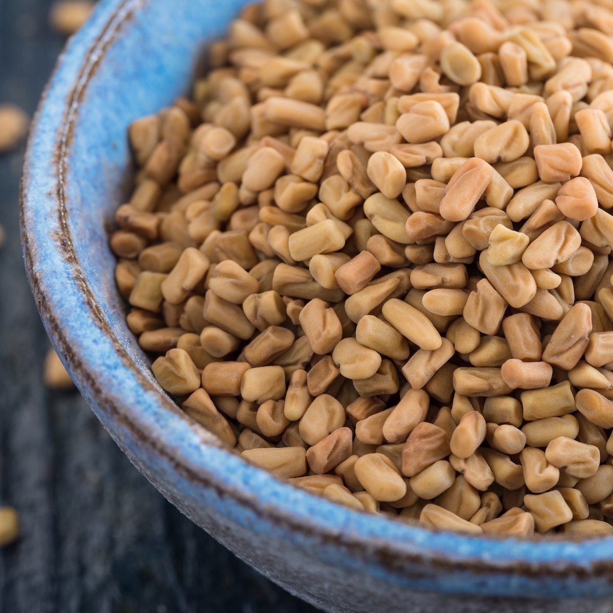 A bowl of fenugreek seeds. Fenugreek is a Middle Eastern spice.