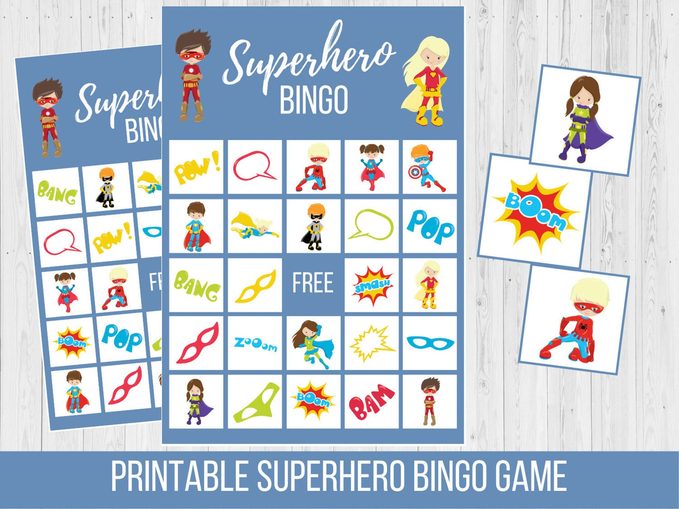 Superhero Birthday Party Kids Superhero Birthday Bingo