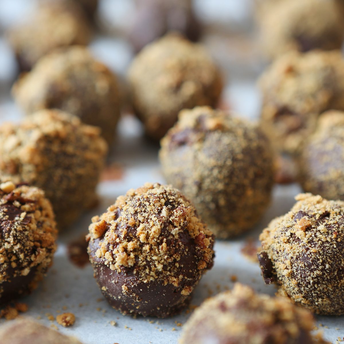 Handmade Chocolate Truffles On Baking Paper