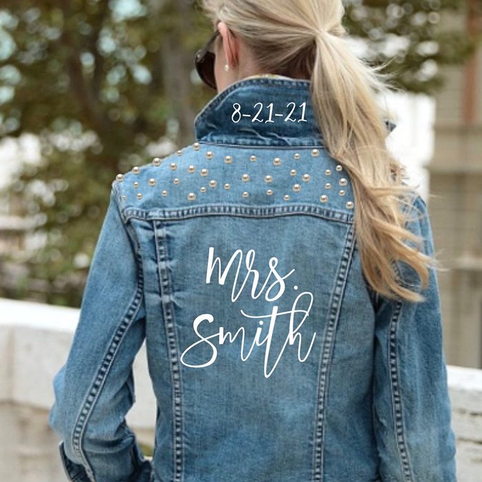 bridal shower gifts Pearl Jean Jacket Custom Wedding Bride