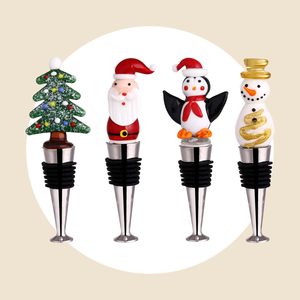 Waytosuc 4 Pack Christmas Wine Beverage Bottle Stoppers Gift Set Via Amazon
