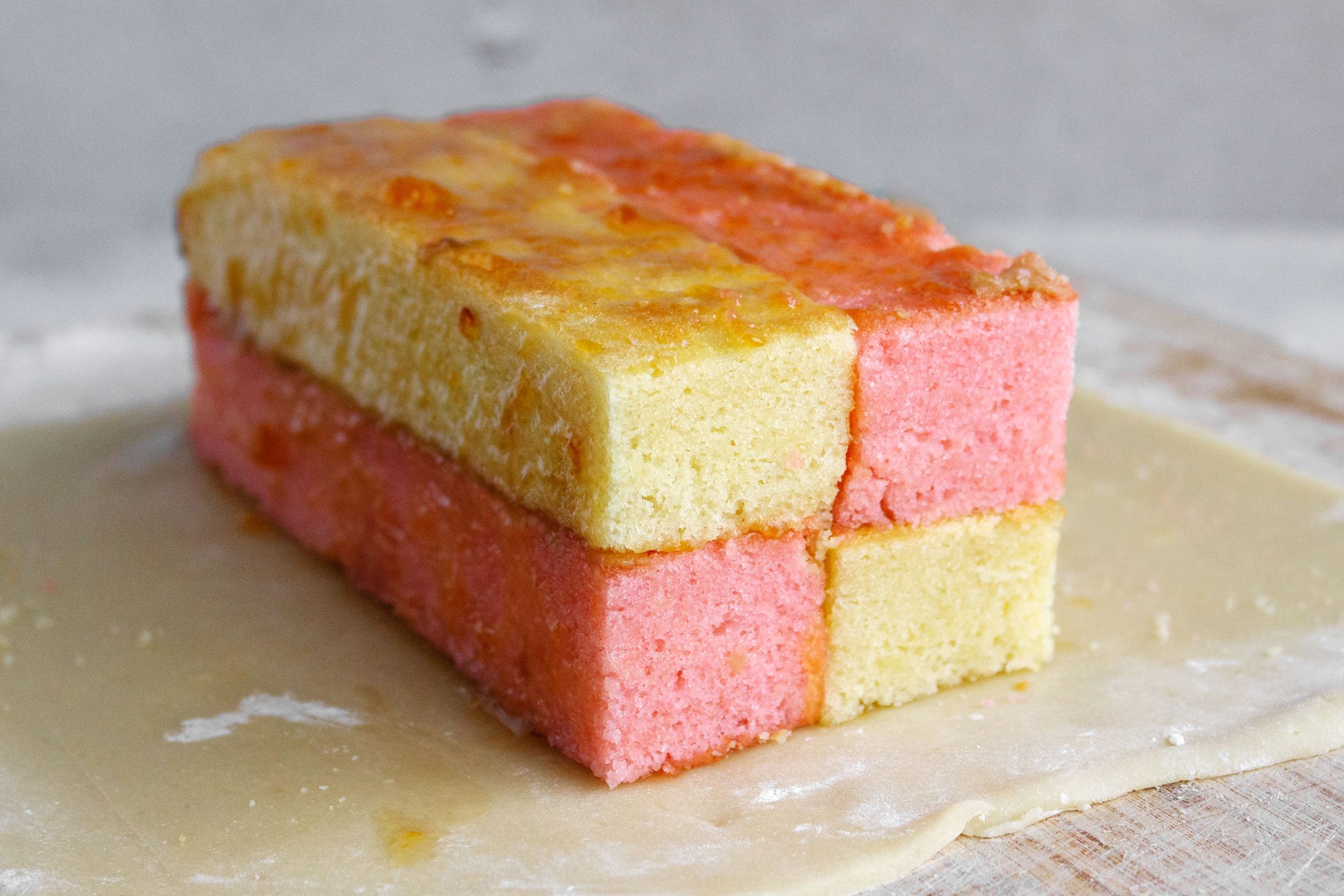 Battenberg Cake assembly