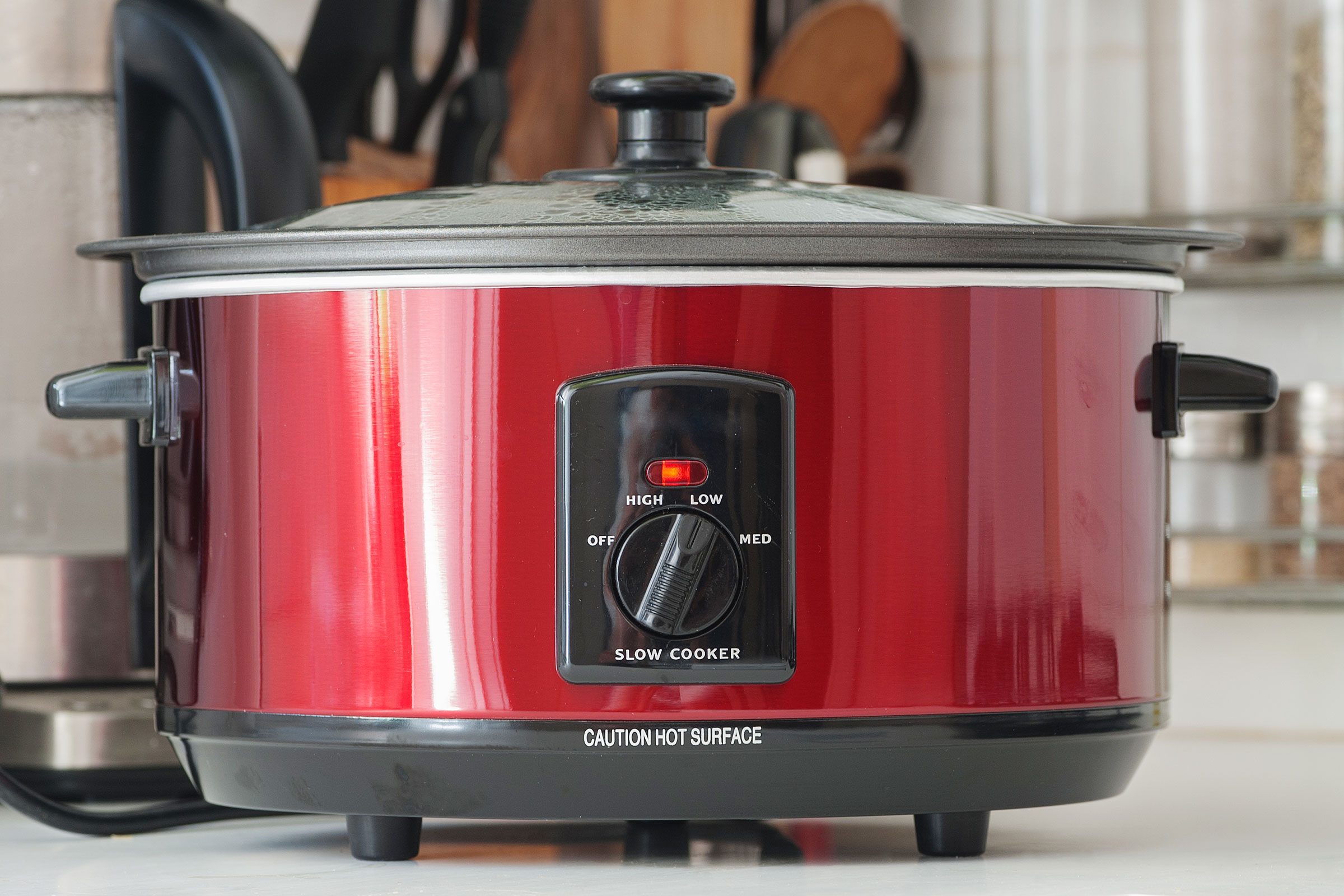 slow cooker giving off steam