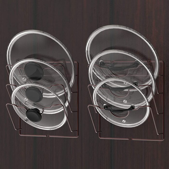 2 Pack Simple Houseware Cabinet Door Wall Mount Pot Lid Organizer Rack