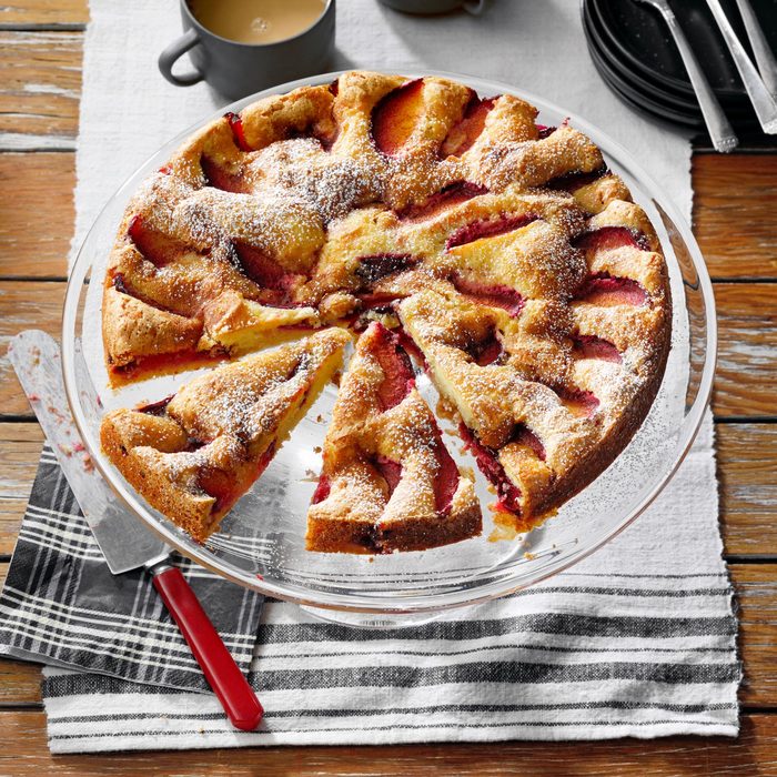 a pie on a glass platter