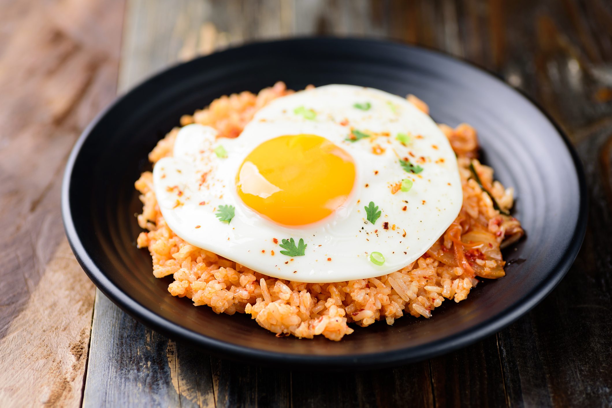 Kimchi fried rice with fried egg
