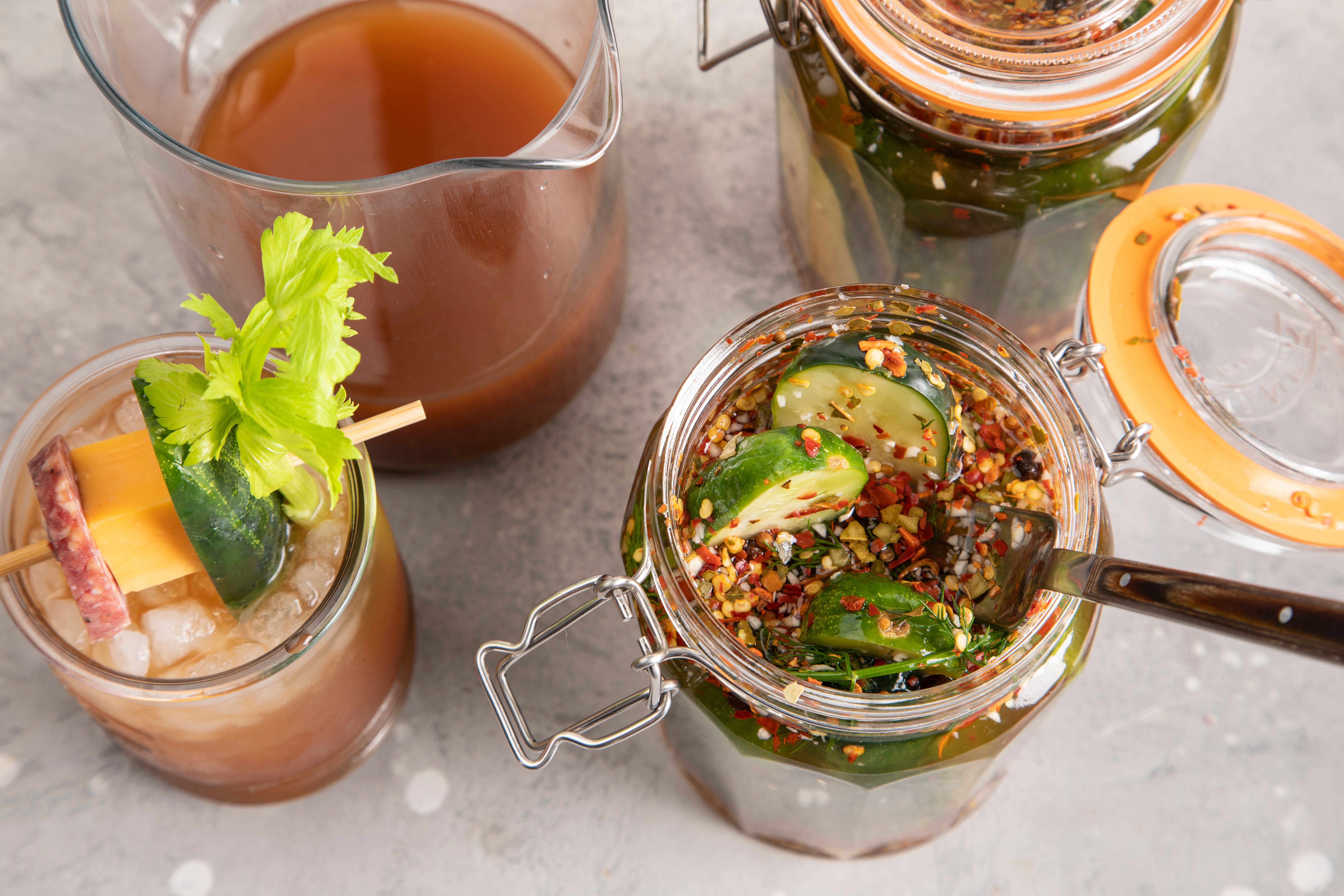 spicy pickles in a jar