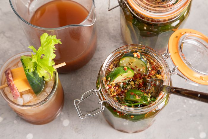 spicy pickles in a jar