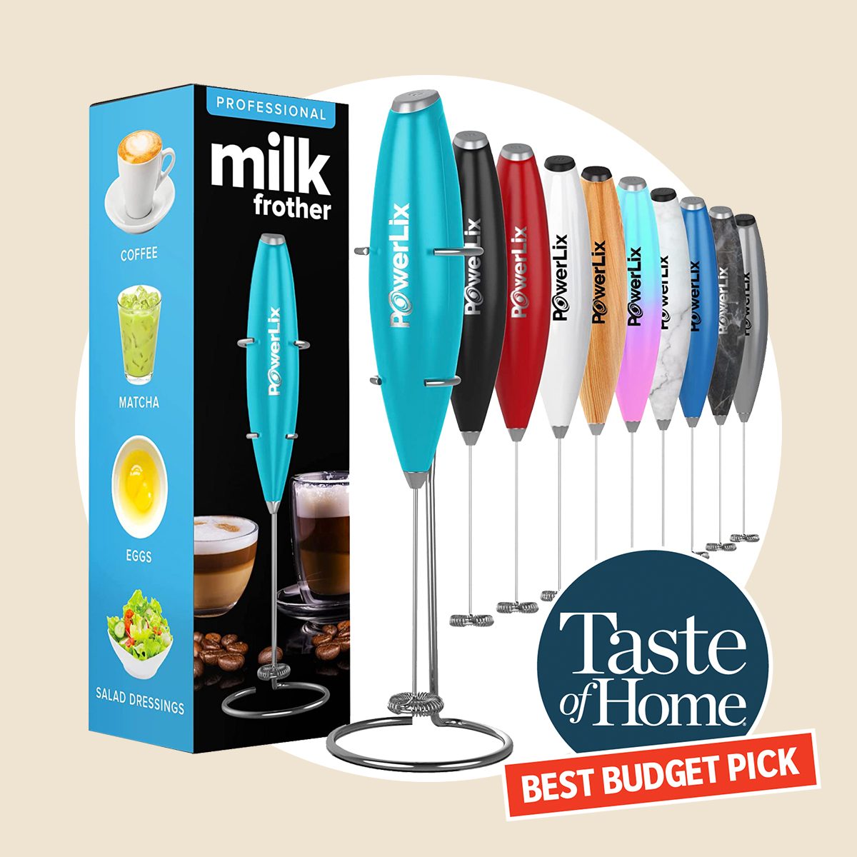 Powerlix Milk Frother Handheld Battery Operated Electric Whisk Beater Foam Maker For Coffee Ecomm Amazon.com