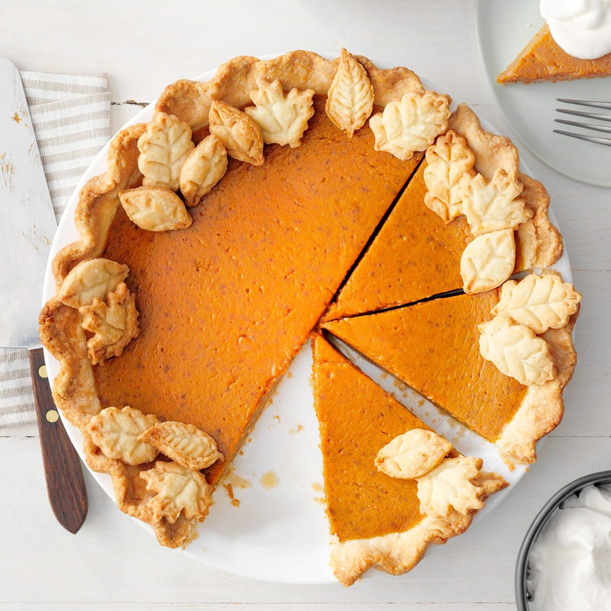 Pumpkin pie with prepared pastry cut-outs