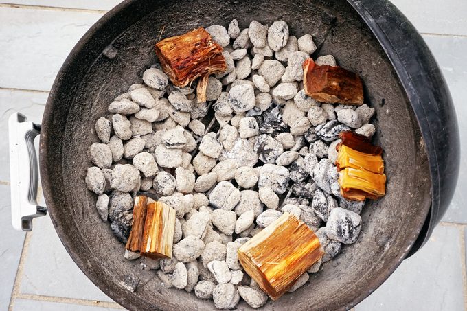 preparing grill for ham