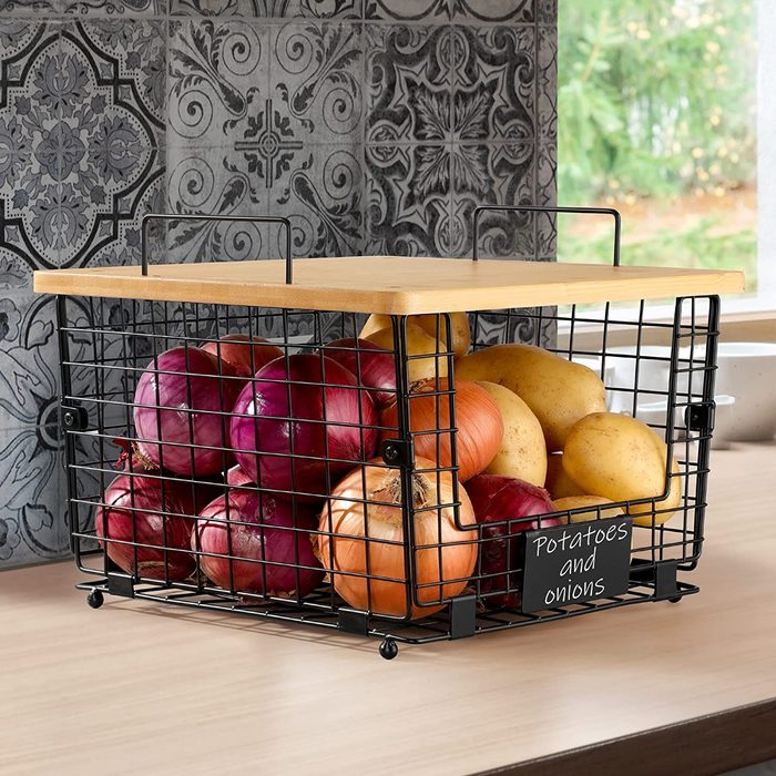 2 Set Kitchen Counter Basket Bamboo Top Ecomm Via Amazon.com