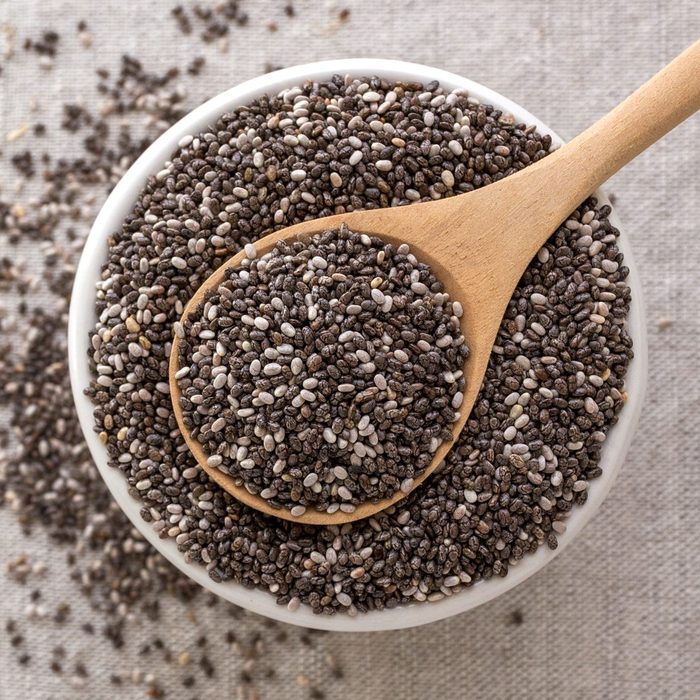 Chia seeds from top view