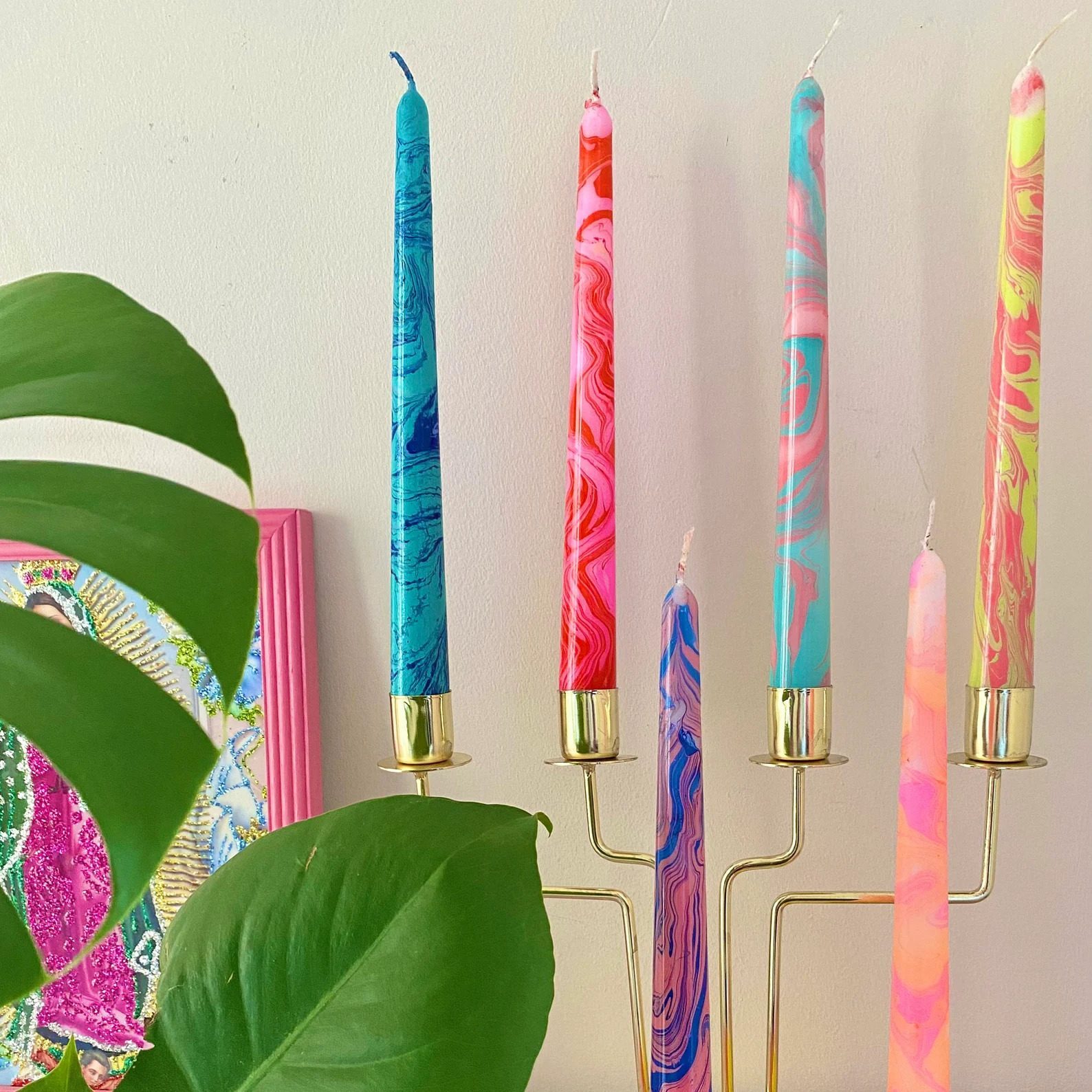 Marble Tapered Candle Dip Dye Ecomm Via Etsy.com