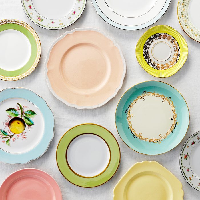 Several plates arranged on a table