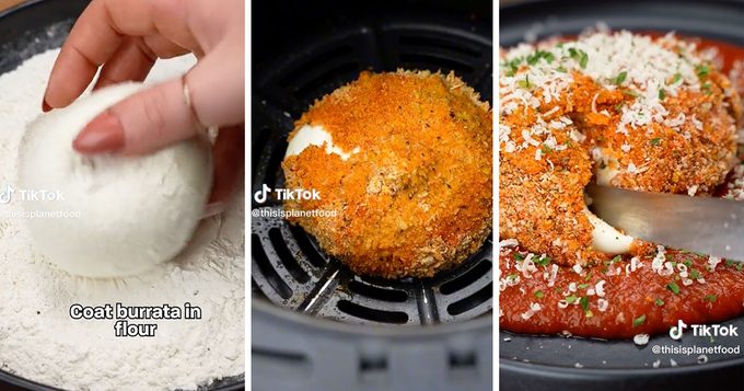 Air Fryer Crusted Burrata Recipe Via @ThisIsPlanetFood TikTok SOCIAL