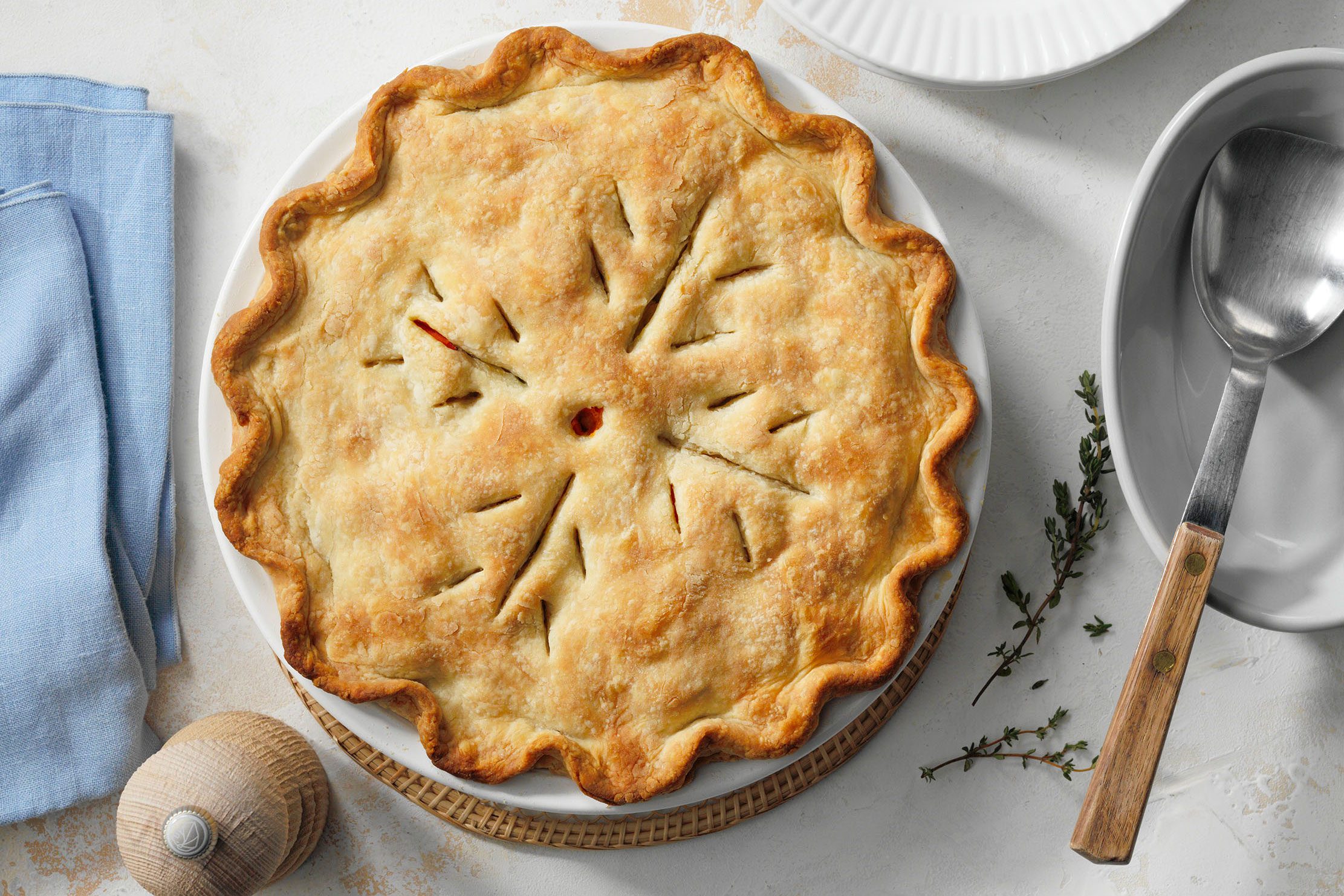 Vegan Potpie On Countertop Surface. Ap Horizontal