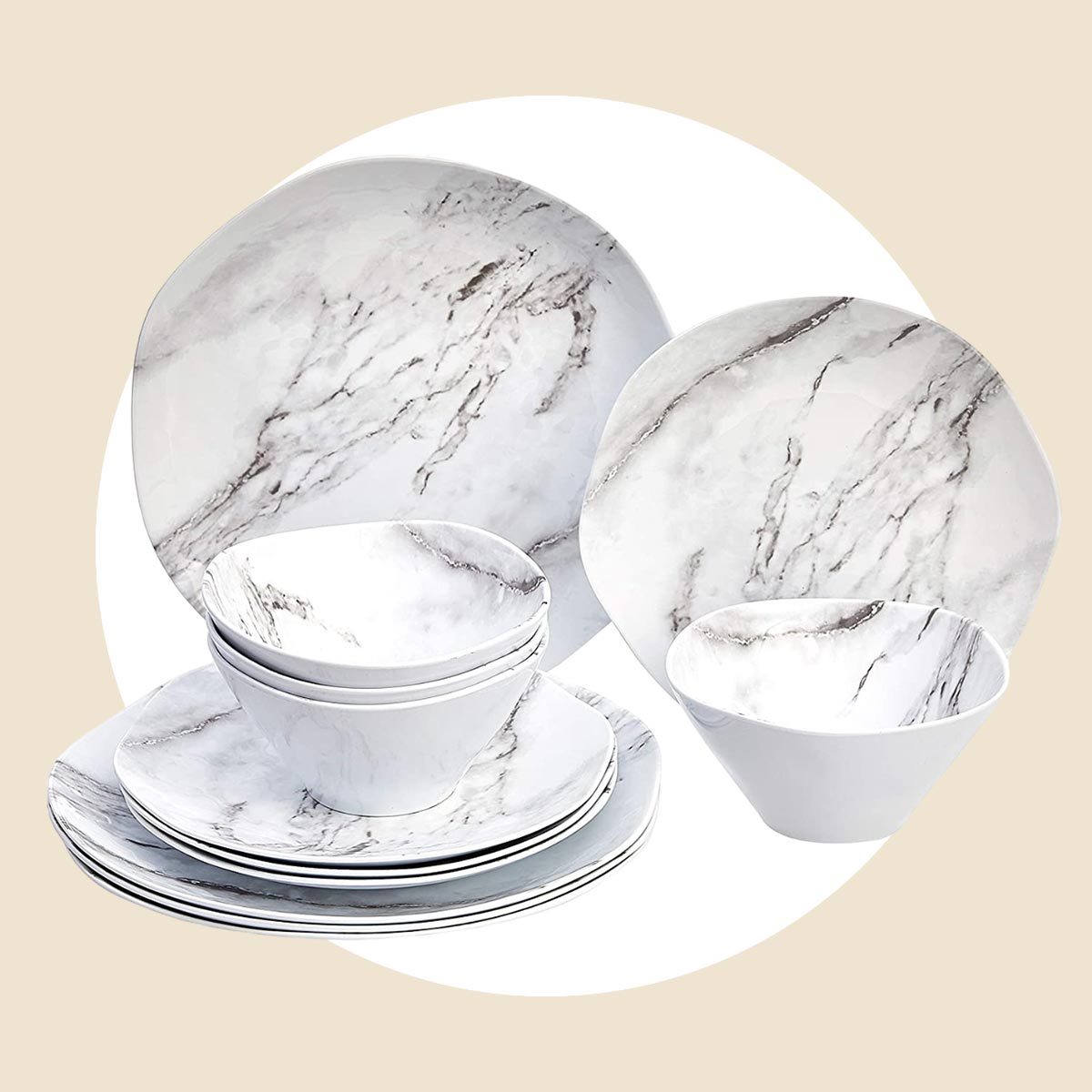 Marble Melamine Outdoor Dinnerware Set