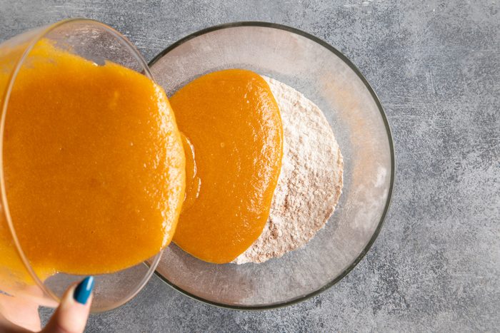 Gluten Free Pumpkin Bread mixing ingredients