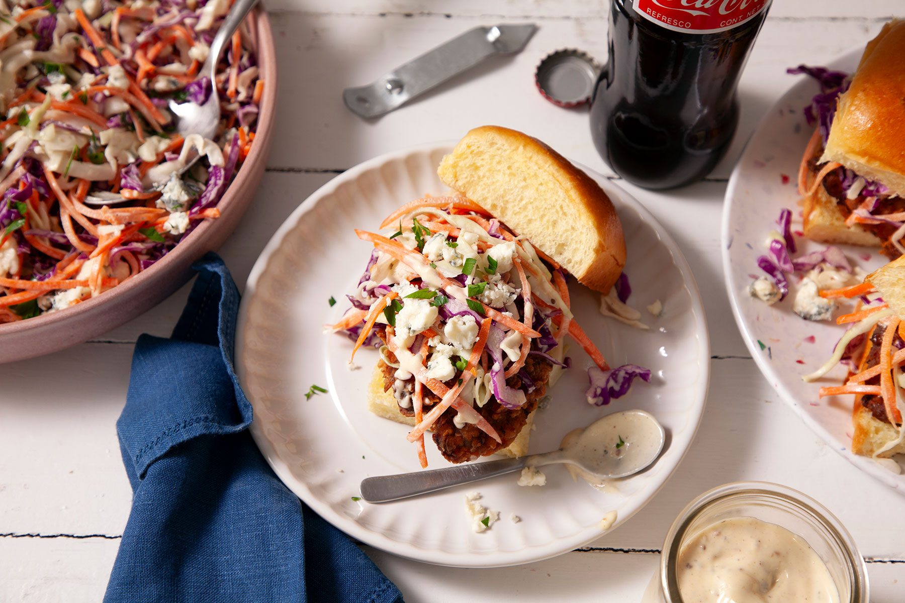 Blue Cheese Coleslaw served with Coke