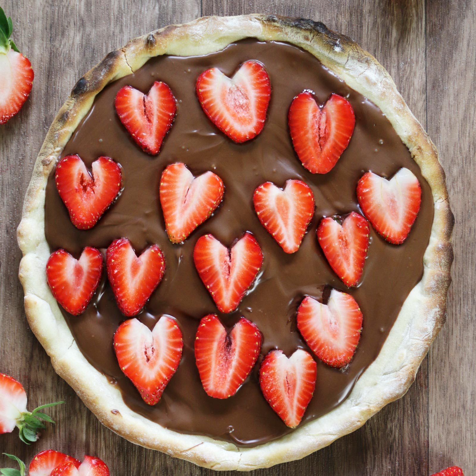 chocolate pizza with strawberries