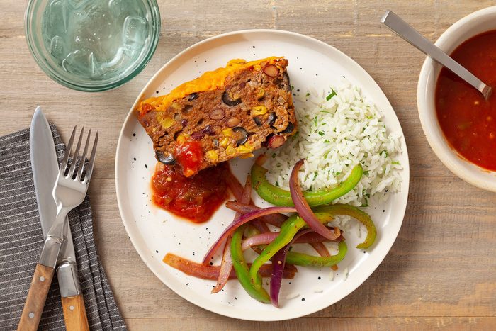 Taco Meat Loaf served with rice