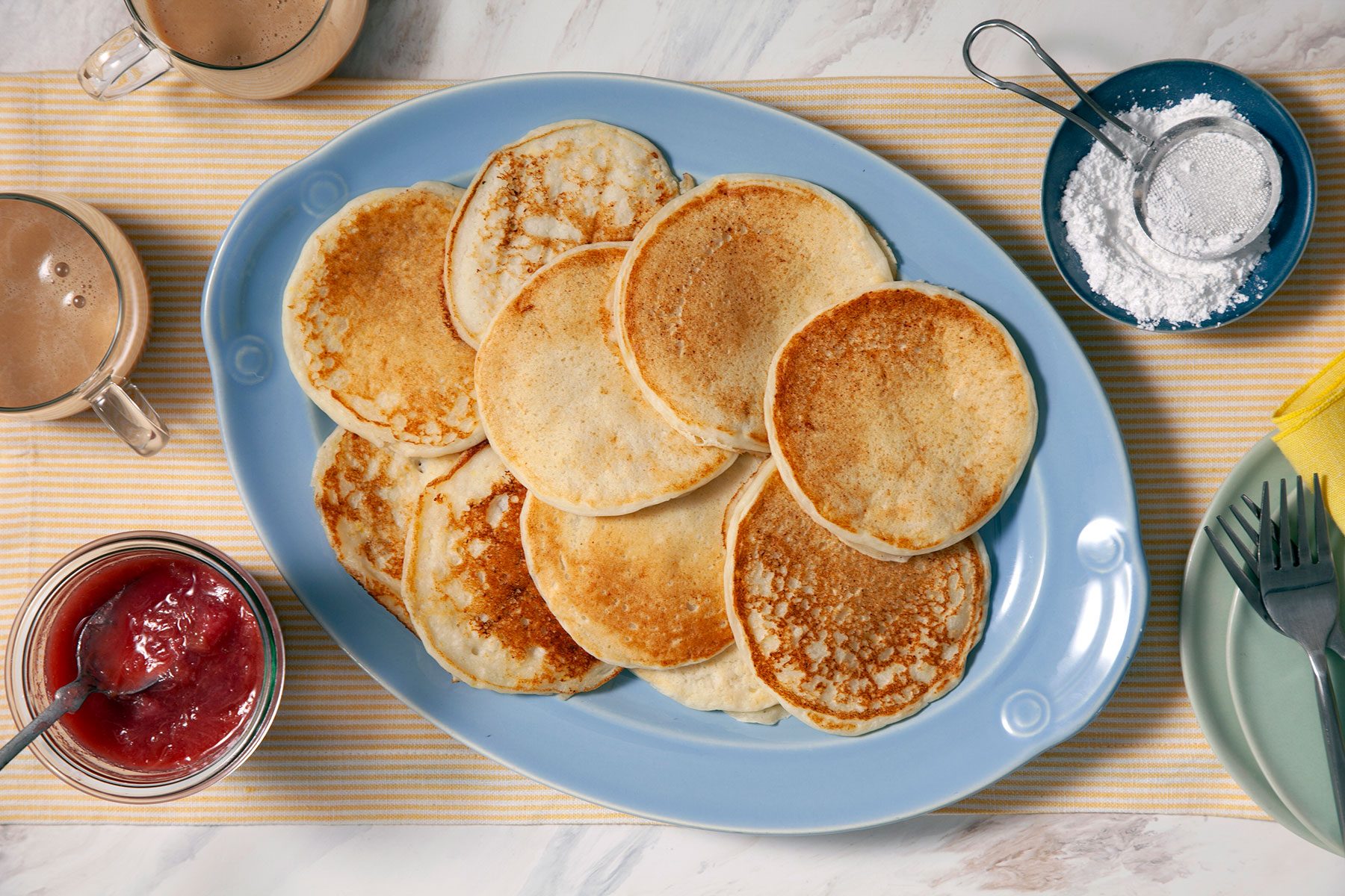 Lemon Ricotta Pancakes with Sauce 