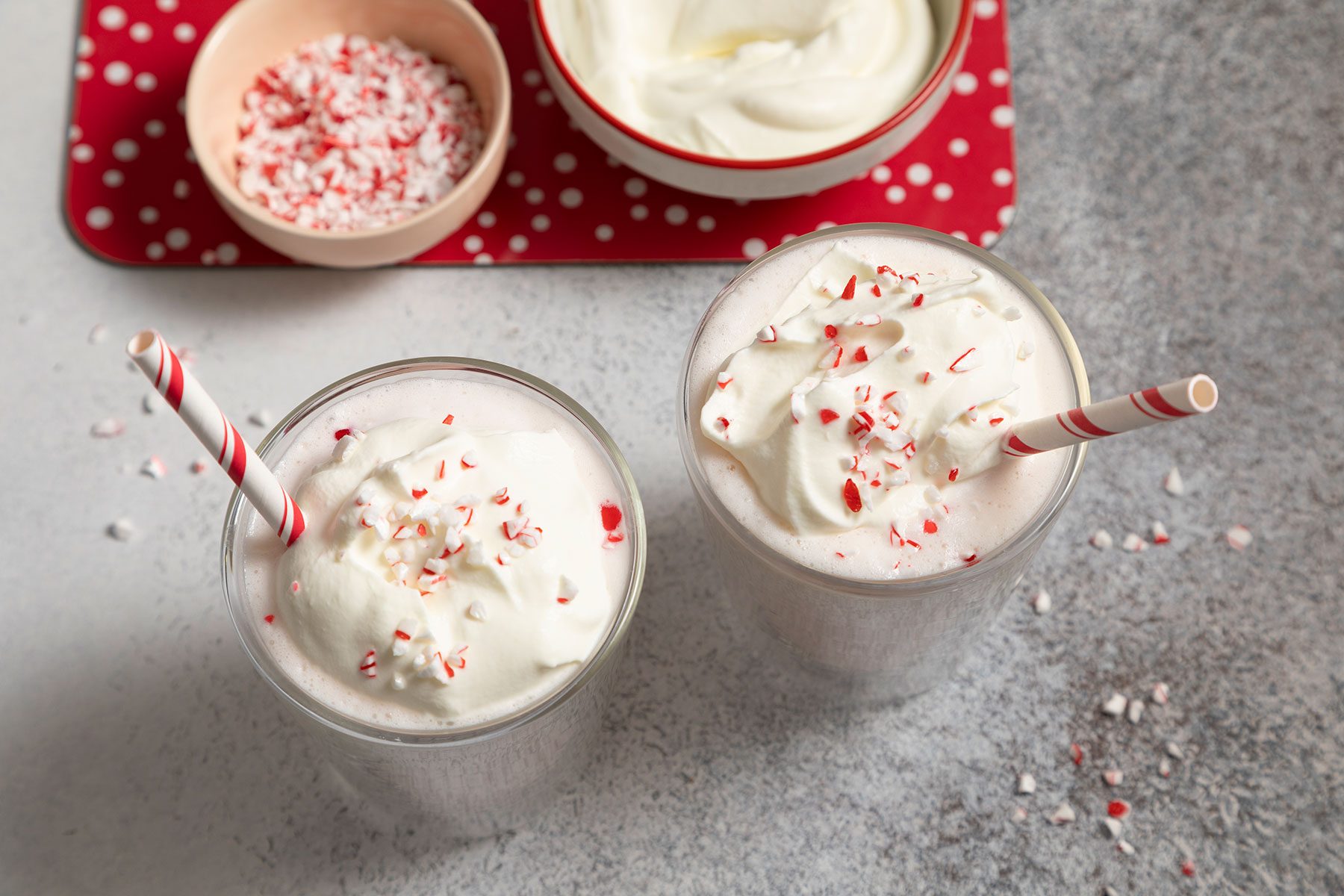 Peppermint Milkshake in glasses