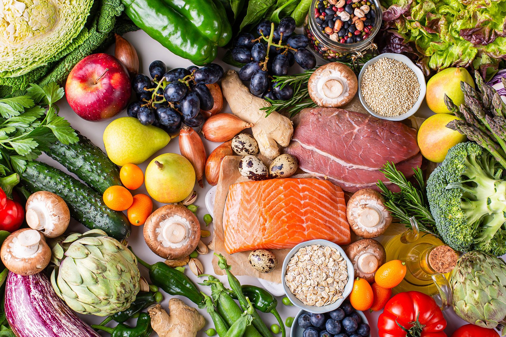 Assortment Of Healthy Food For Clean Eating Flexitarian Mediterranean Diet