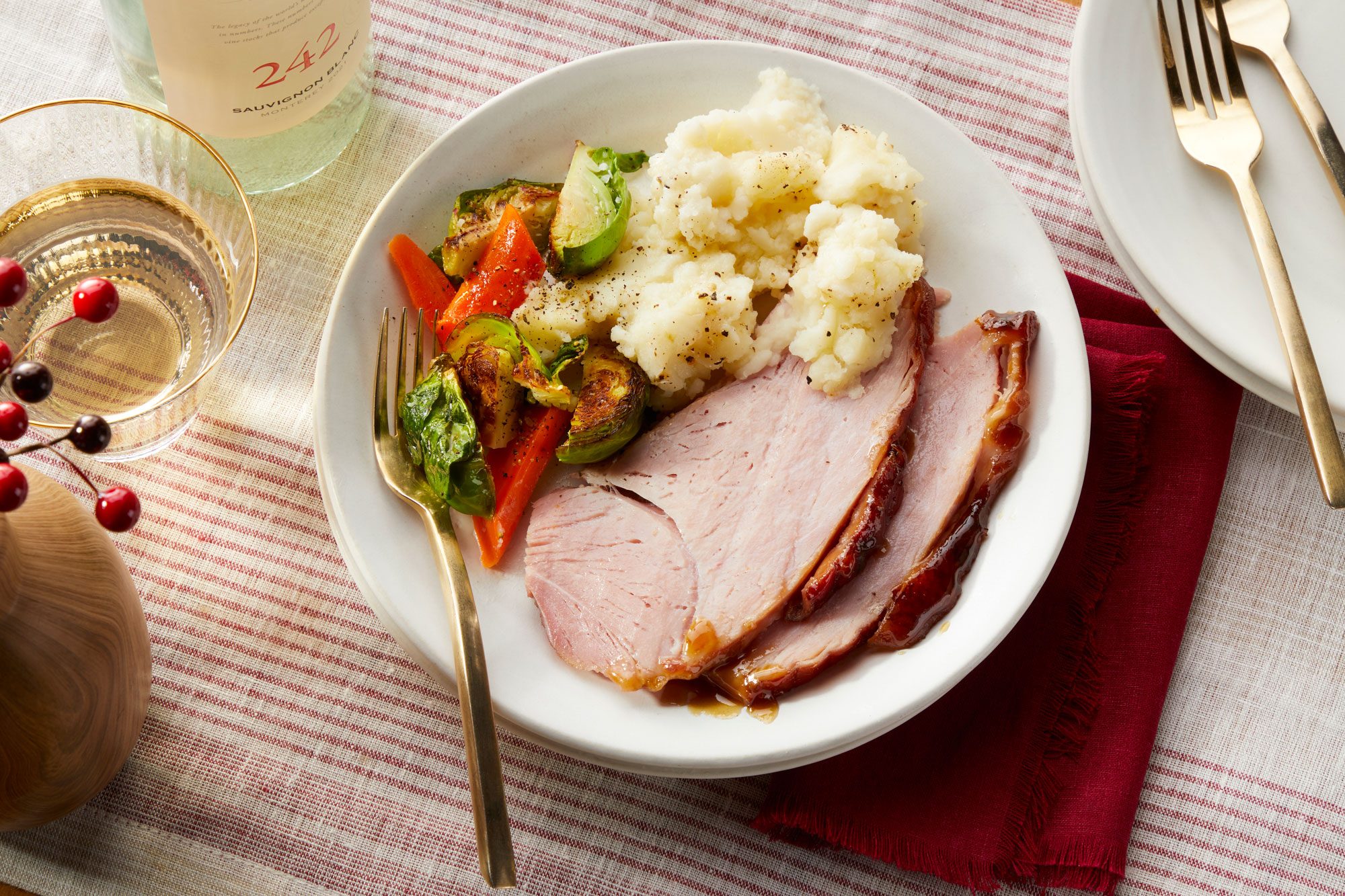 Bourbon Glazed Ham served and ready to eat