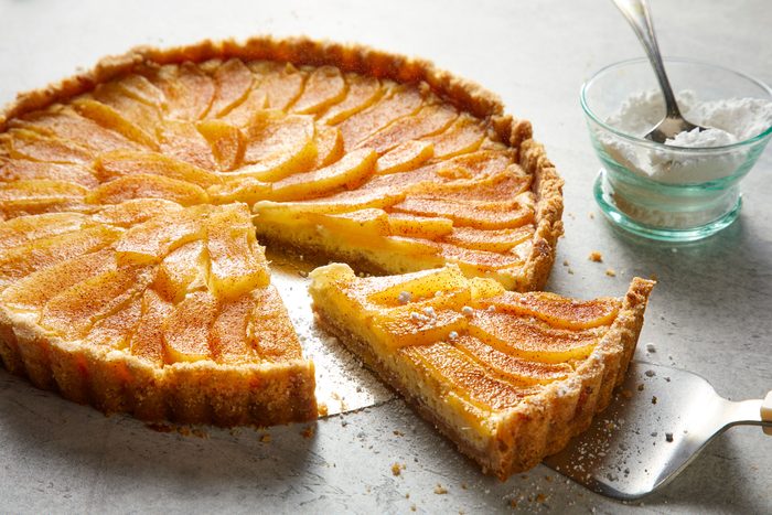 Pear Tart sliced and ready to eat