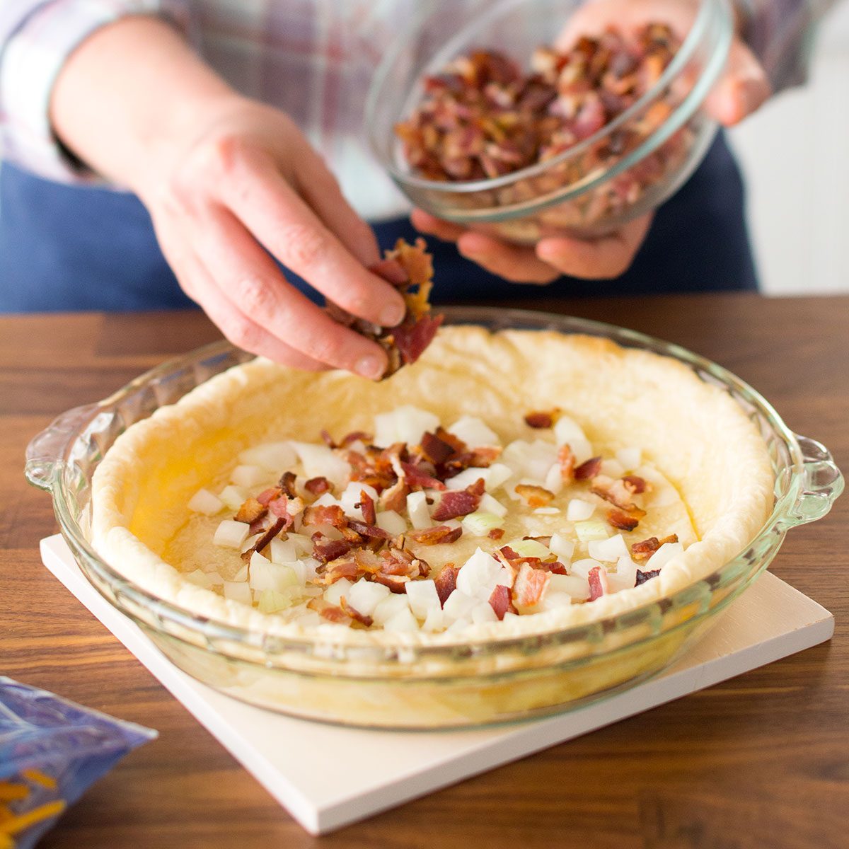 Adding the fillings in dough