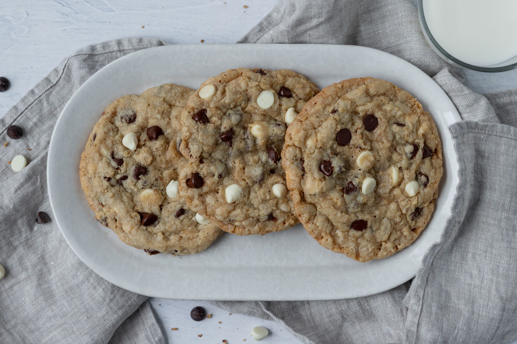 Marry Me Cookies served on a plate with a glass of milk