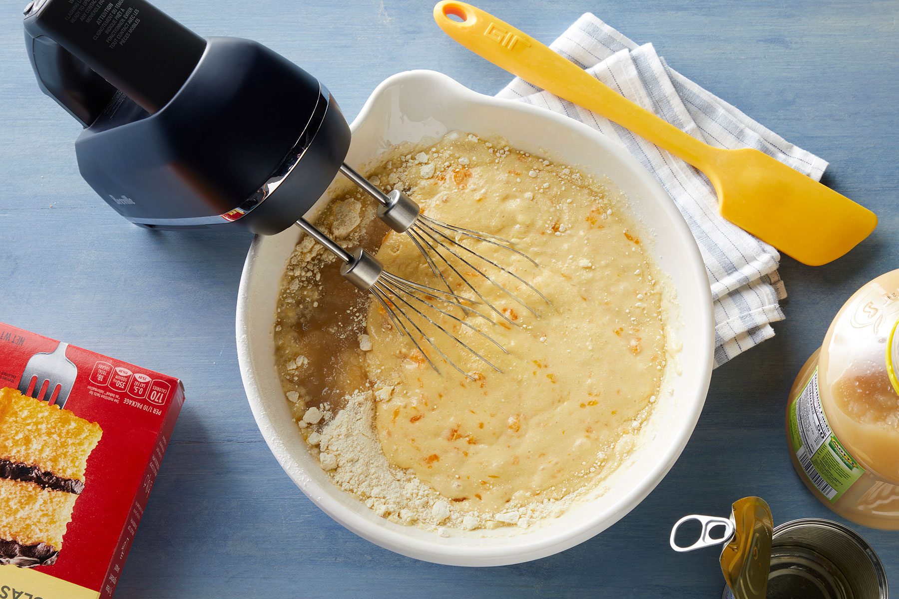 Mixing ingredients with hand mixer