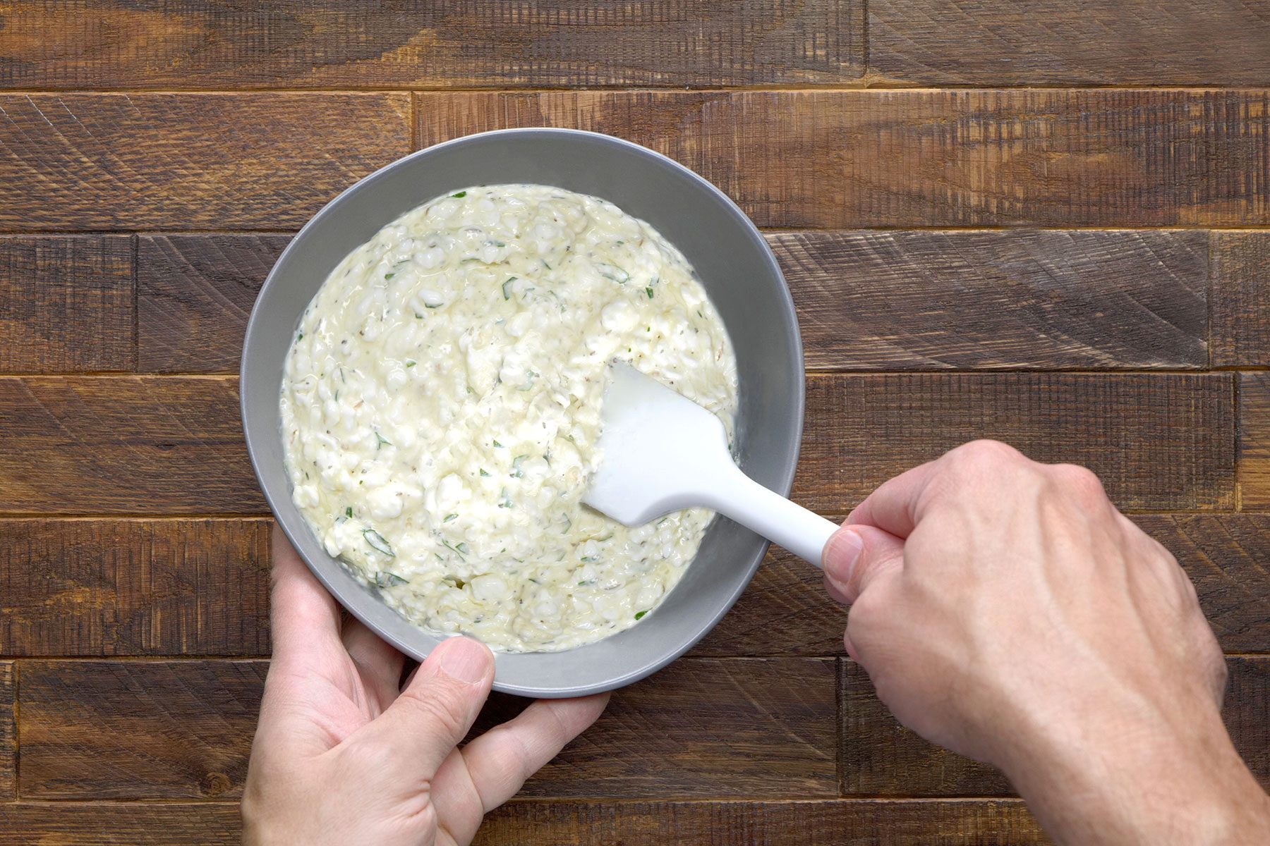 Mixing cottage cheese mixture
