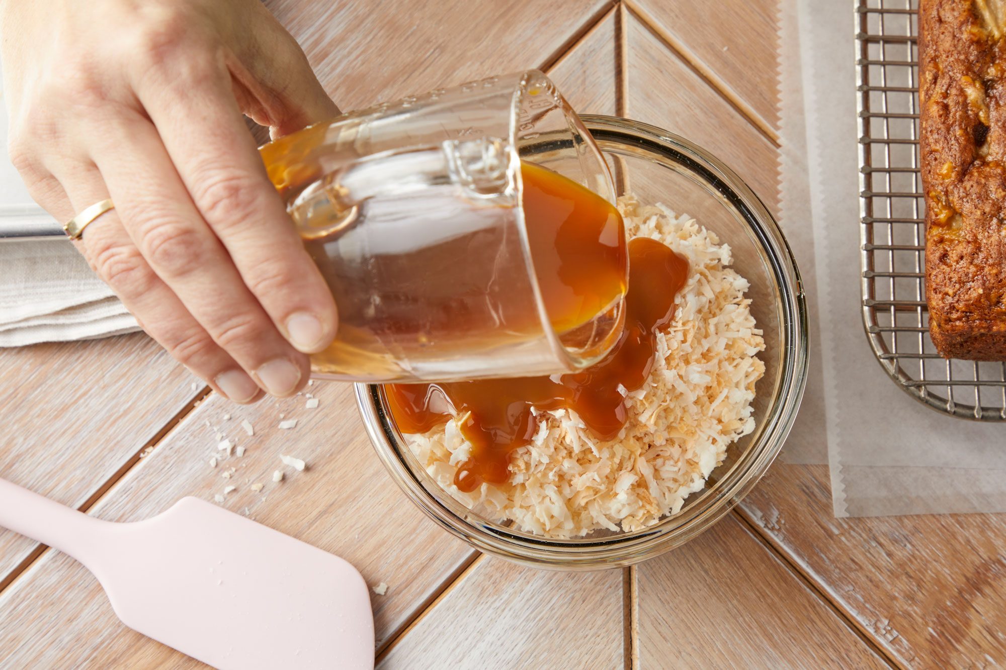 Stir the coconut with caramel sundae syrup and sea salt in a small bowl