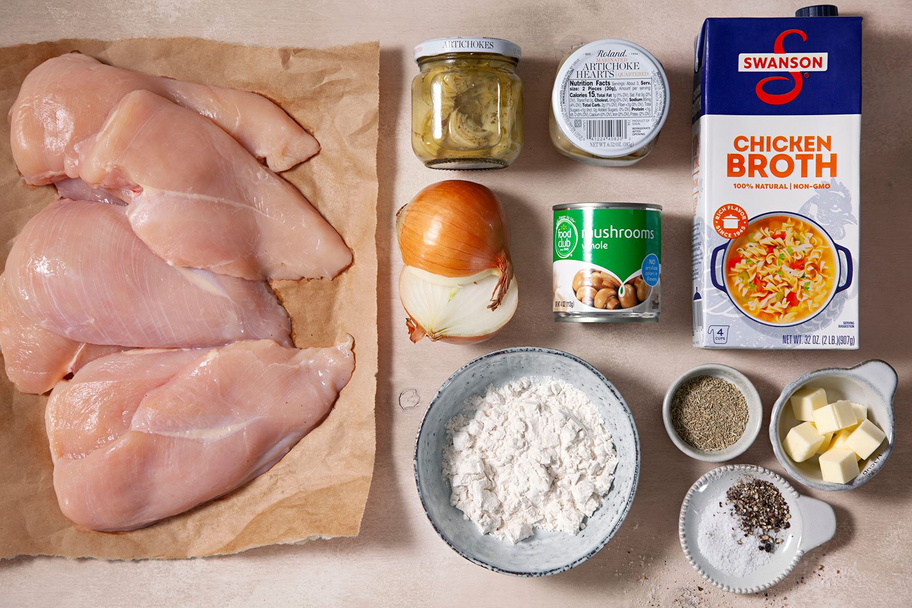 Ingredients for Artichoke Chicken 