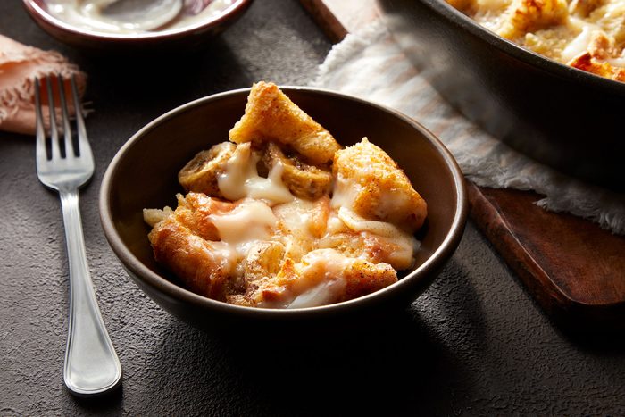 Banana Bread Pudding served in a bowl