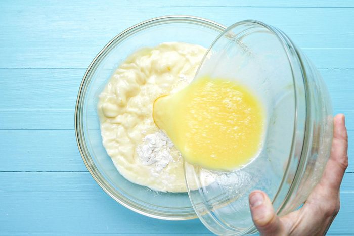 Adding wet ingredients in dry ingredients