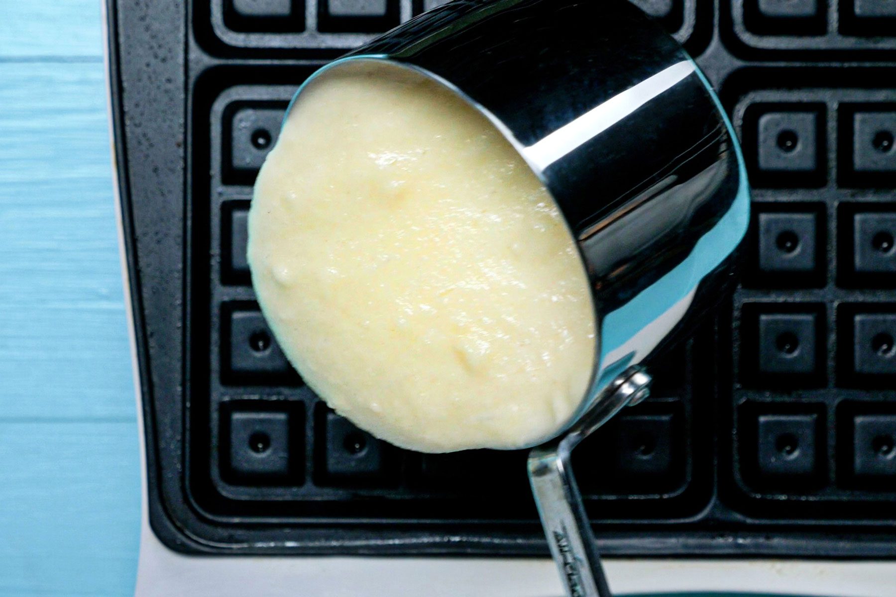 Adding Waffle Batter in Waffle Maker
