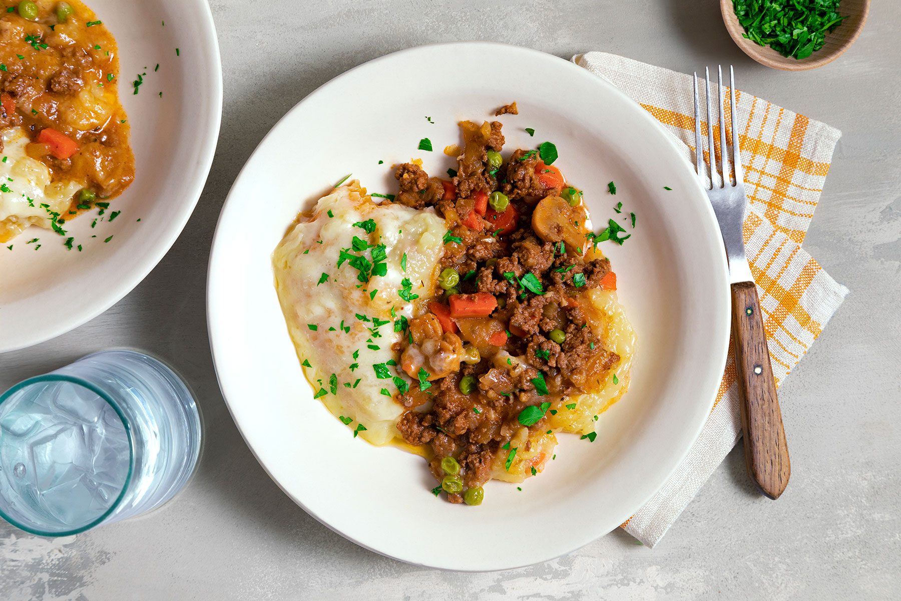 Crockpot Shepherd's Pie garnished with parsley served on plate