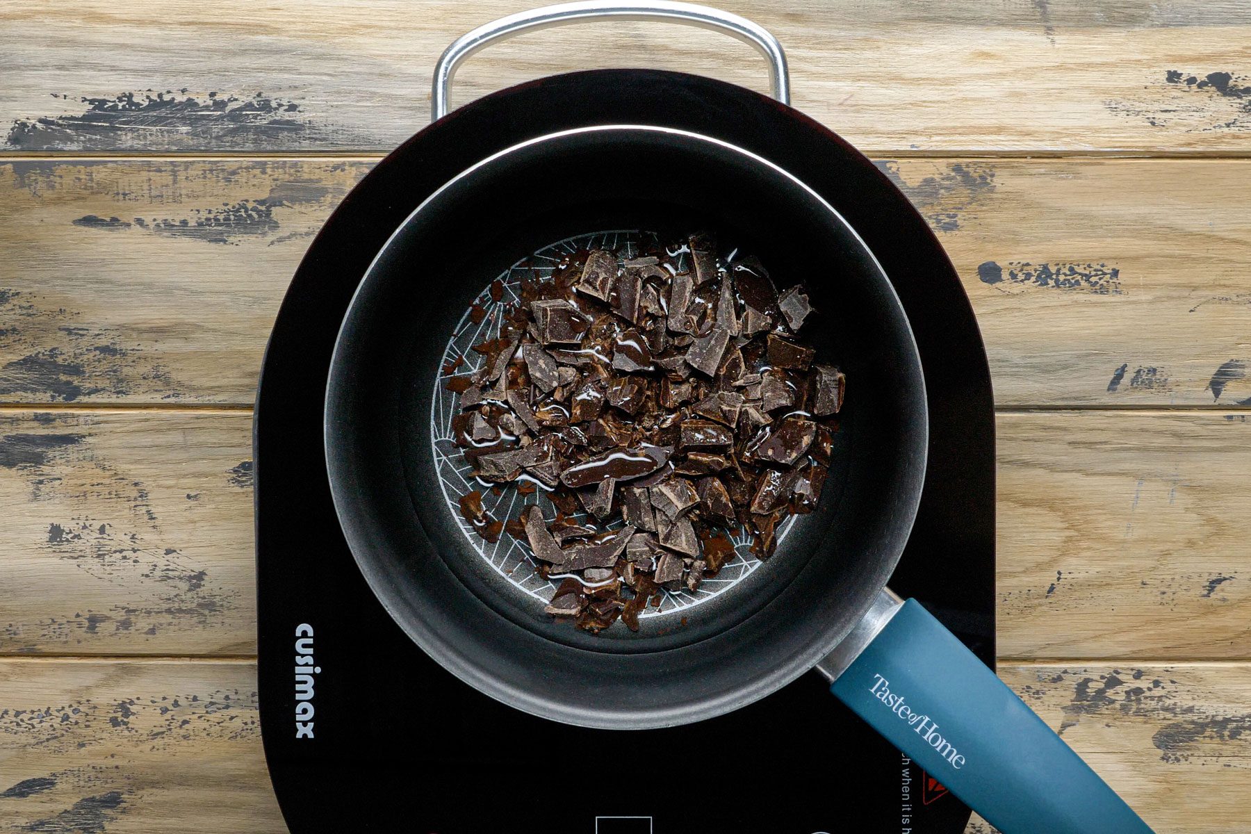 melting the Chocolate pieces in a sauce pan 