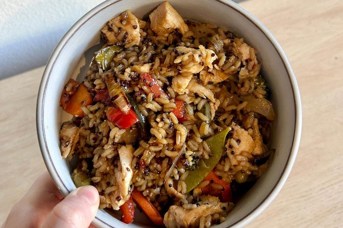 Rice an veggies in a bowl