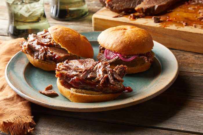 Oven Brisket Burger served on plate