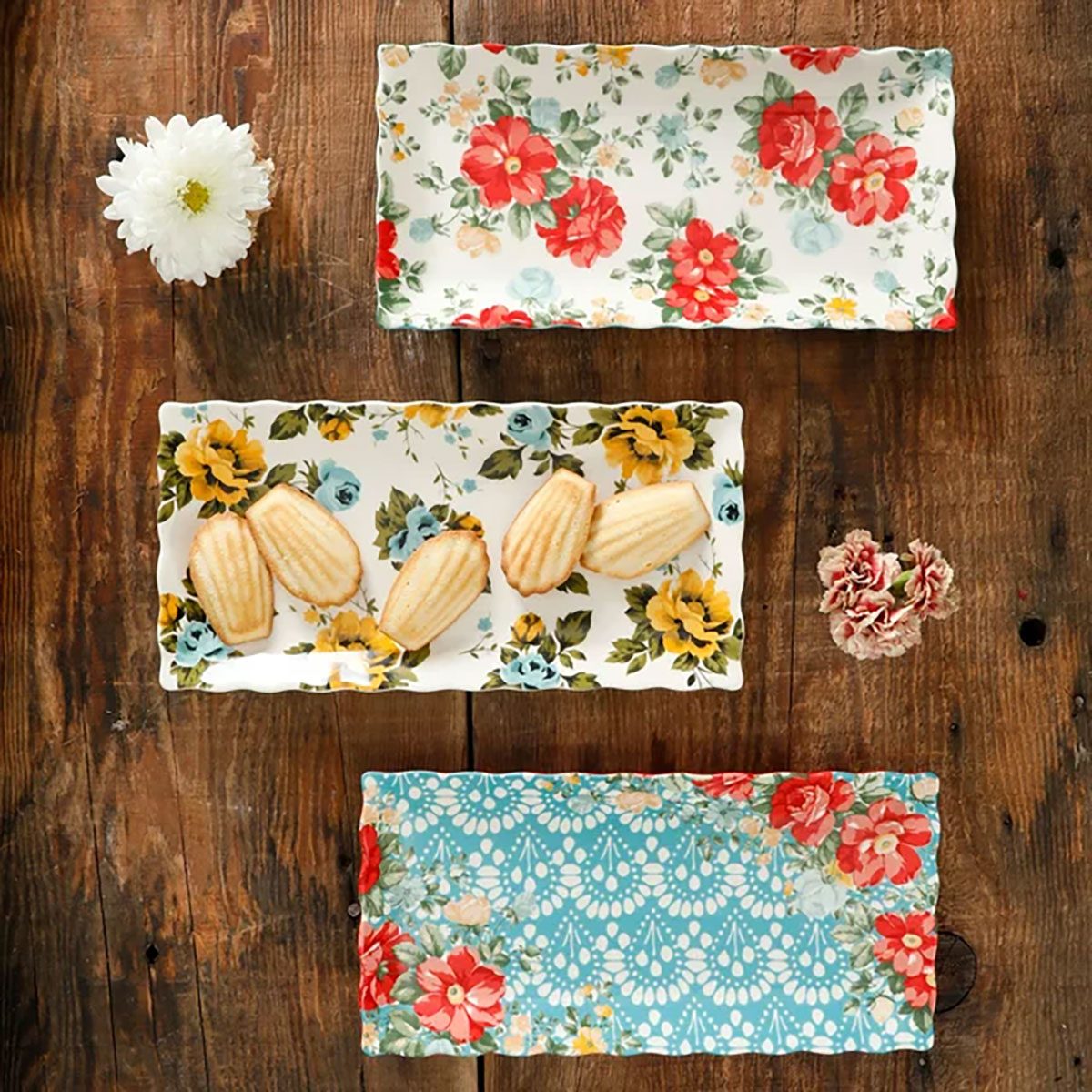 The Pioneer Woman Floral Medley 3 Piece Serving Platters 