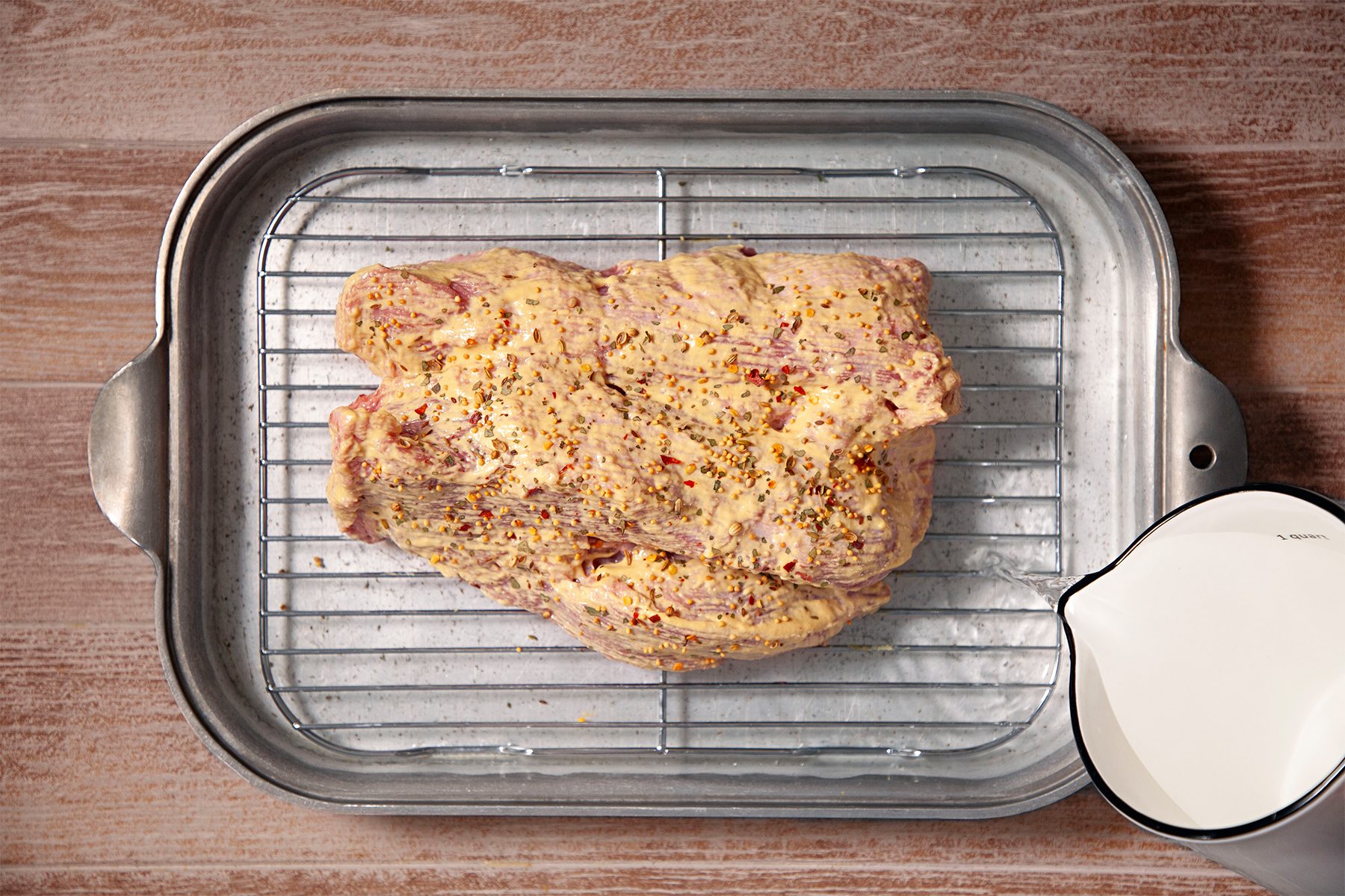 A piece of meat on a tray 