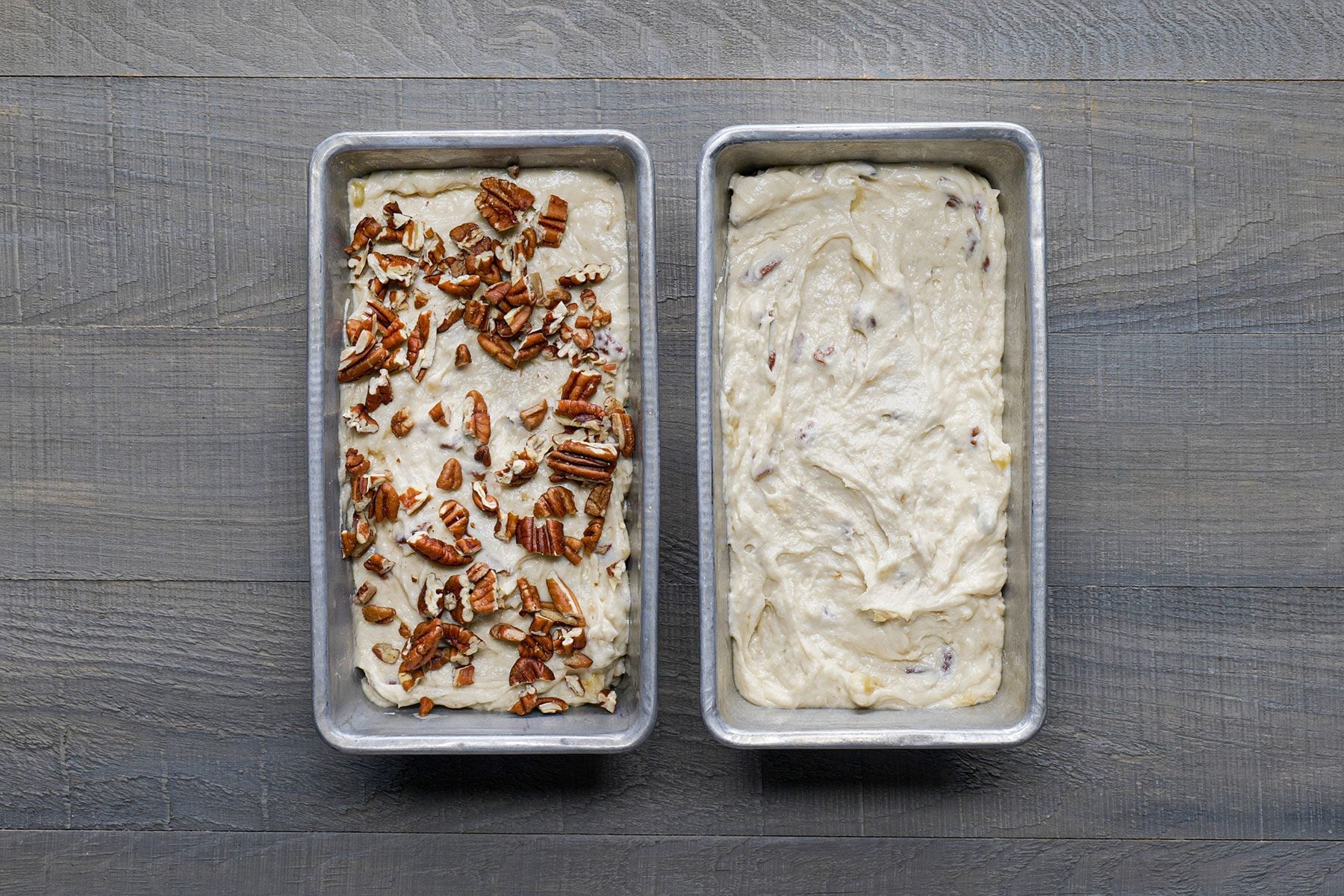 filled up two baking trays with dough one with pecans toppings 