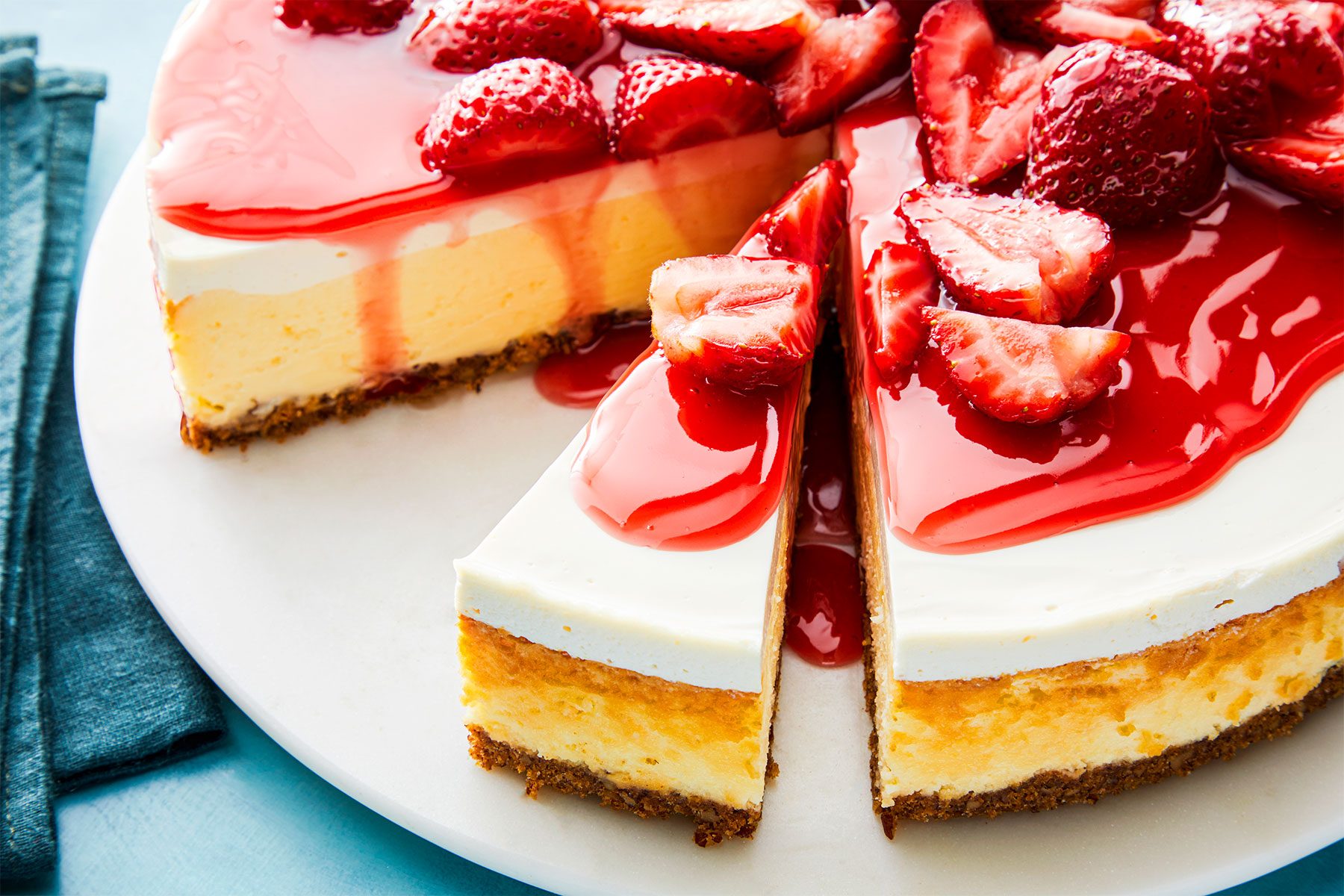 Strawberry Cheesecake slice cut up